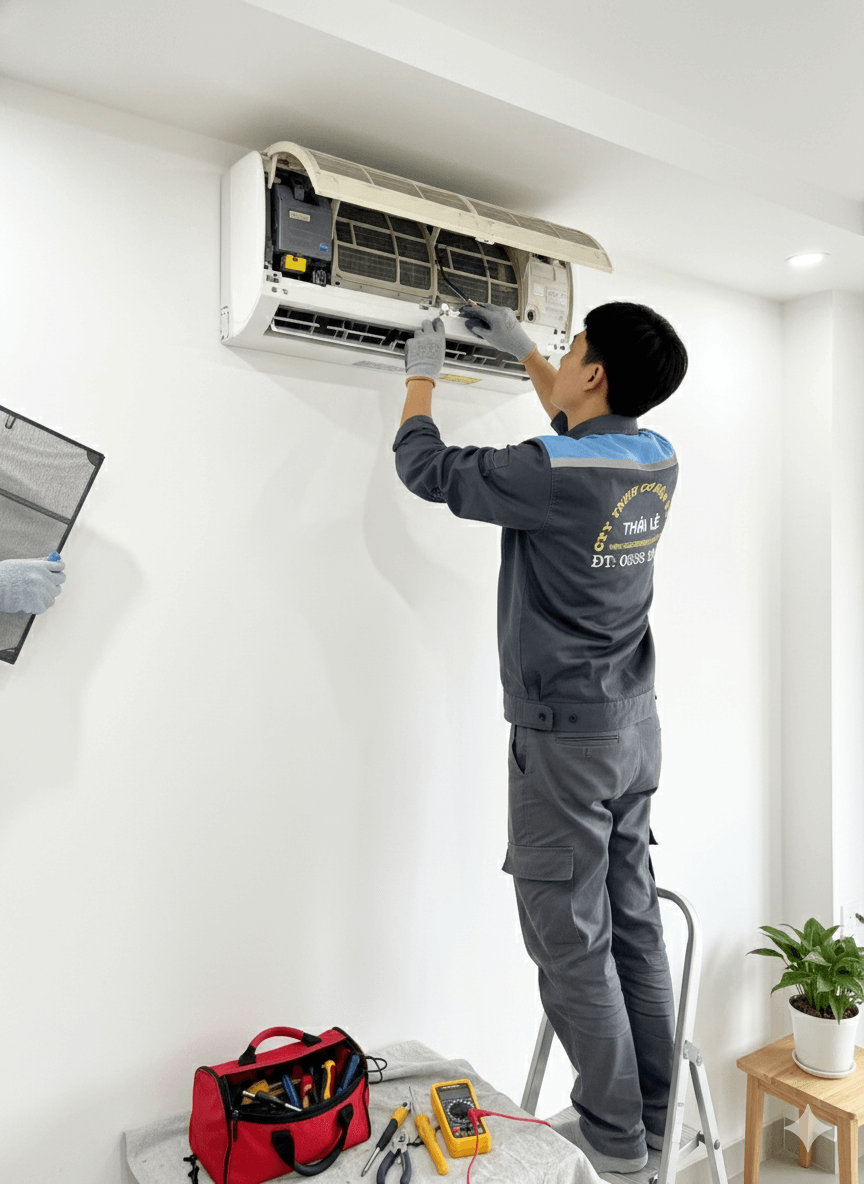 Sửa chữa máy lạnh tại nhà 10 Tiến hành sửa chữa