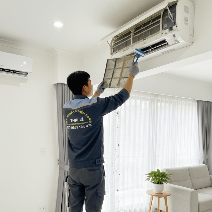 Sửa chữa máy lạnh tại nhà 16 Cơ điện lạnh Thái Lê